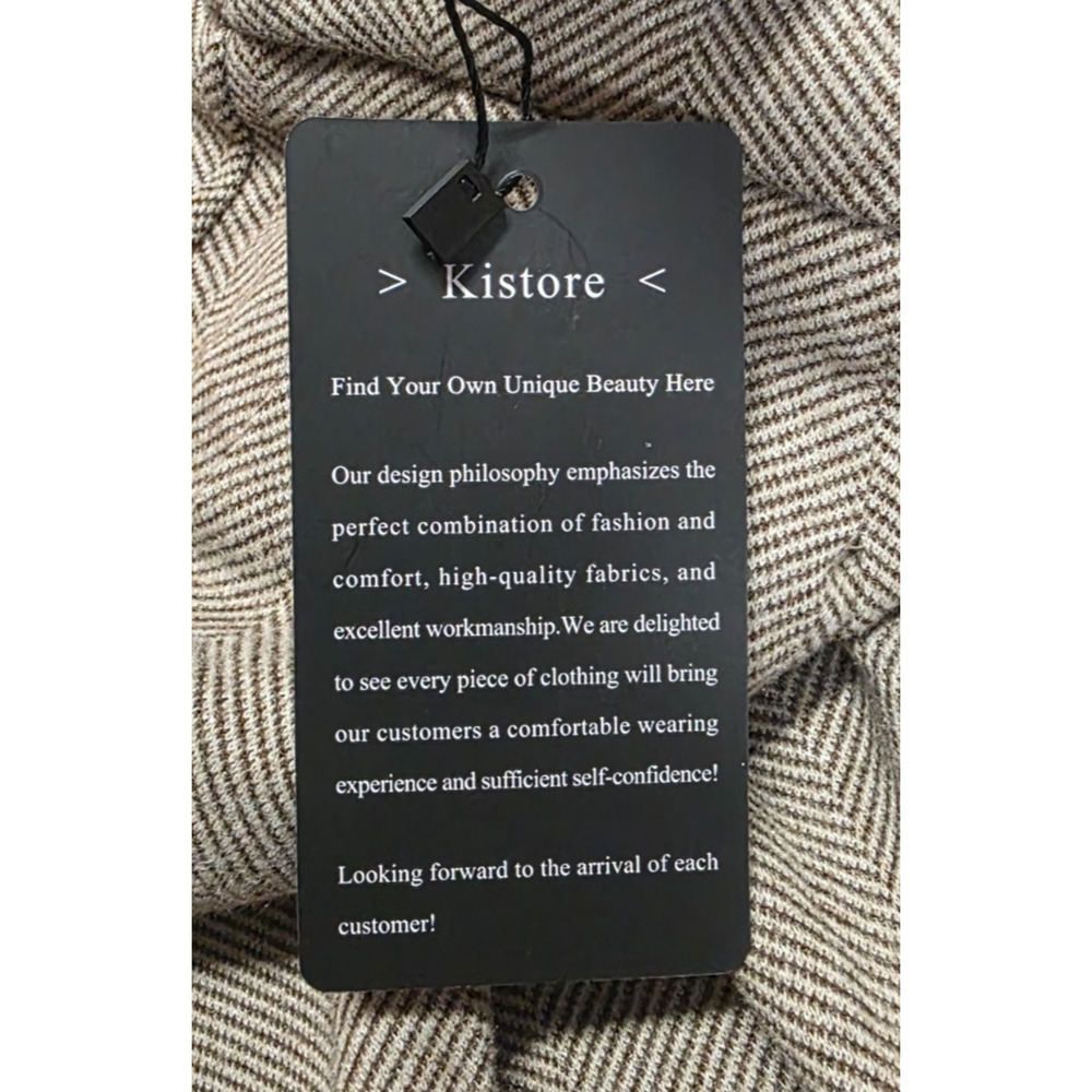 Kistore Womens Pants Size XL Beige Herringbone Wide Leg High Rise NWT - Picture 9 of 10